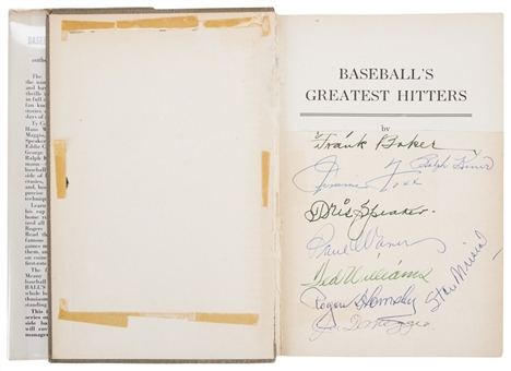 1950 "Baseballs Greatest Hitters" Multi-Signed Book With 9 Signatures Including DiMaggio, Williams, Foxx and Hornsby (JSA) 